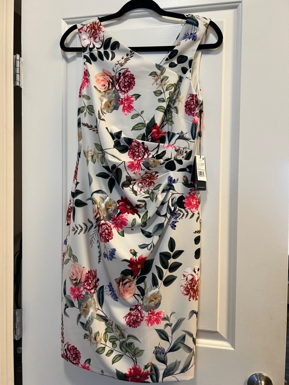 NWT Adrianna Papell Floral Sheath Dress Ivory Garden Print Size 6